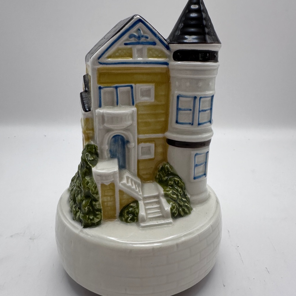 Otagiri Ceramic House Figurine - Yellow, White, and Black
